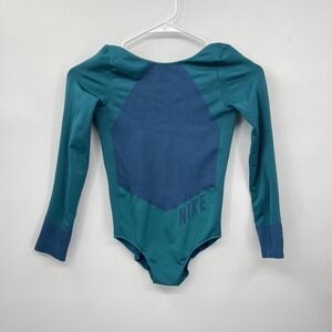 NIKE Teal Girl‎ Dri-Fit Bodysuit Leotard Size M Long Sleeve